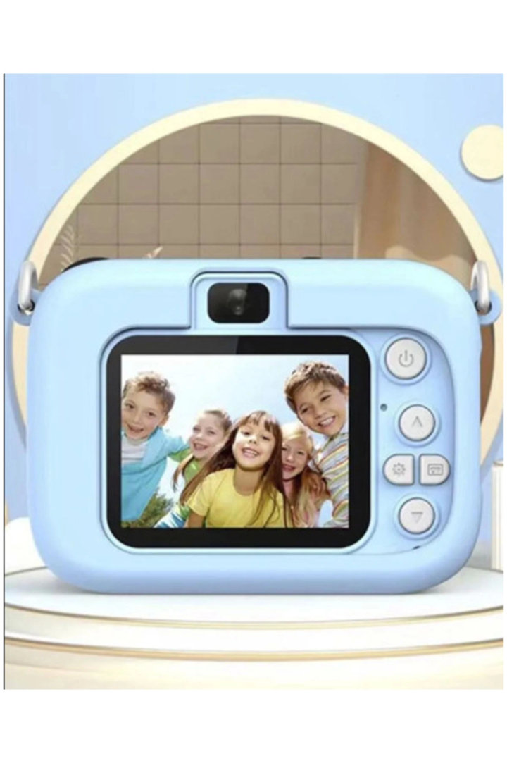 Mini 1080p Hd Çocuk Kamera Dijital Fotoğraf Makinesi 2.0 Inç Ekran 5 Adet Oyun Mavi