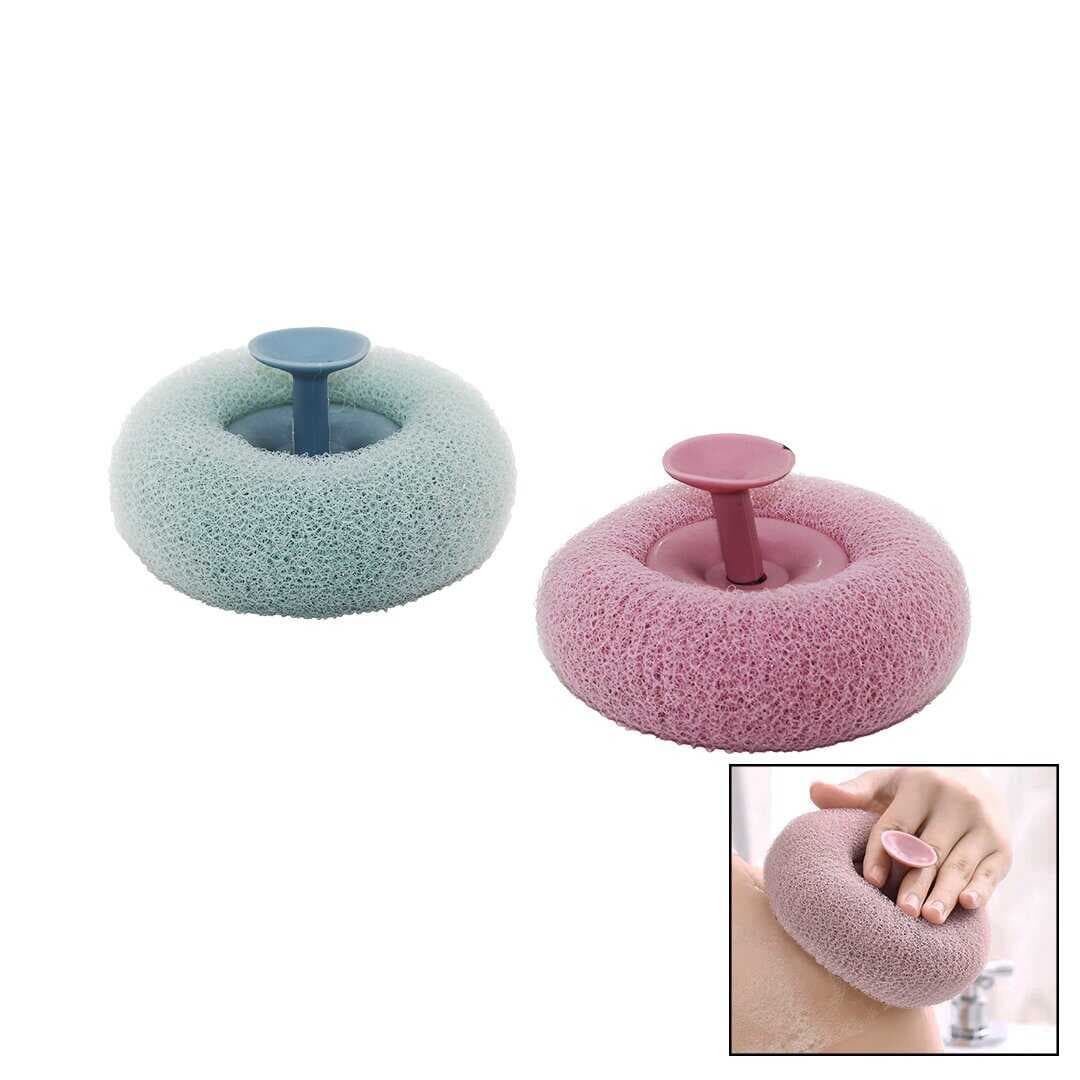 DUŞ MASAJ SÜNGERİ RENKLİ - BANYO LİFİ MASAJ NOKTALARI GÖBEKLİ VANTUZ SAPLI (5430)