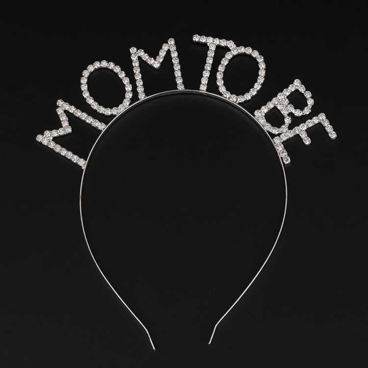 Kristal Taşlı Gümüş Renk Mom to Be Tacı Anne Tacı (5430)