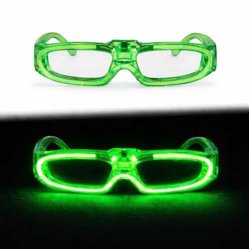 Yeşil LED Işıklı Parti Gözlüğü 3 Modlu – Glow &amp; Gece Eğlence Gözlüğü