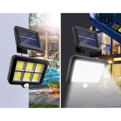 120 Cob Led Solar Panelli 3 Modlu Duvar Lambası Uzaktan Kumandalı