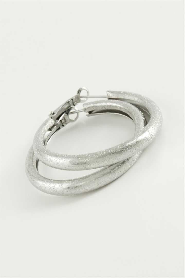 Simli Boru Halka Küpe 3,5 cm