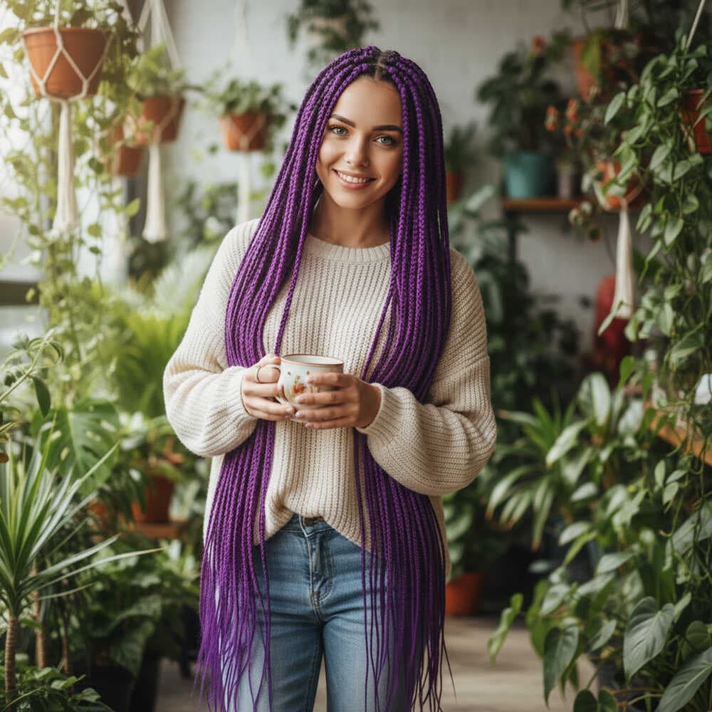 Afrika Örgüsü Ve Rasta İçin Sentetik Saç / Koyu Mor