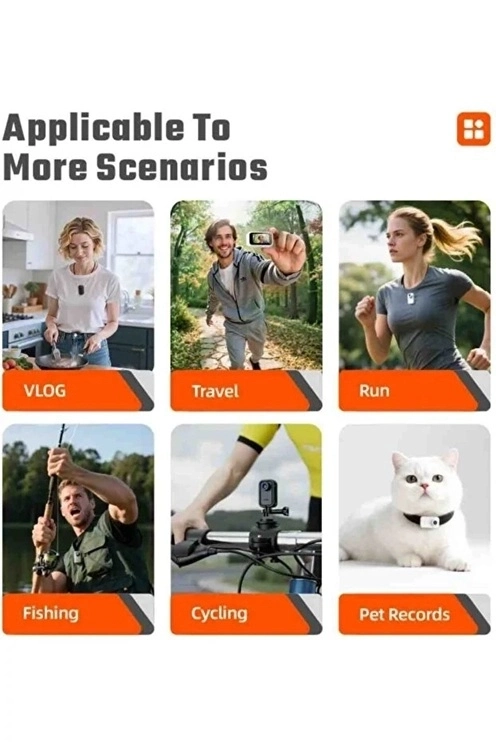 F2 2k 1080p Parmak Kamera 130° Geniş Açı Ips Ekranlı 25g Mini Taşınabilir Cep Kamerası Beyaz