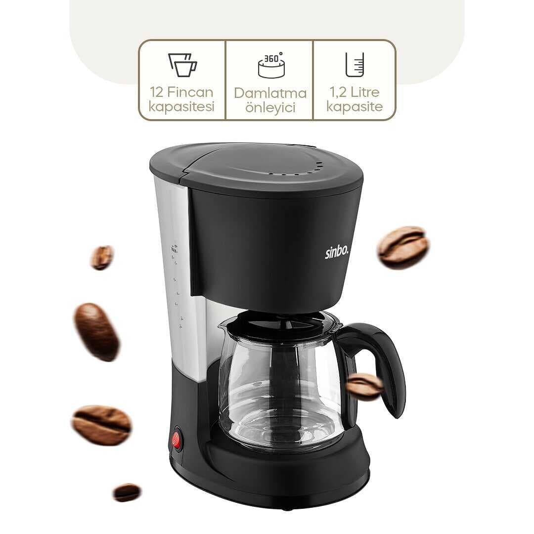 2İN1 FİLTRE KAHVE - ÇAY DEMLEME MAKİNESİ 1.2LT CAM HAZNE - SU SEVİYE GÖSTERGE  SCM-2938 (5430)