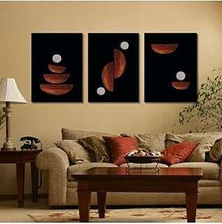 GAAGART 3'lü Kavas Duvar Tablosu Seti Siyah ve Turucu Dege Tasarımı 40 x 60 gartM1994