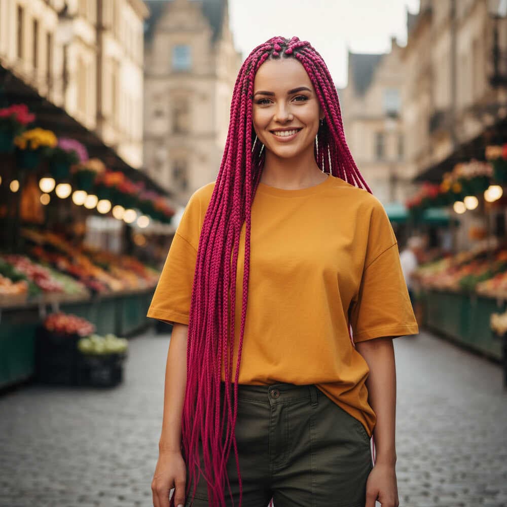 Afrika Örgüsü Ve Rasta İçin Sentetik Saç / Koyu Fuşya