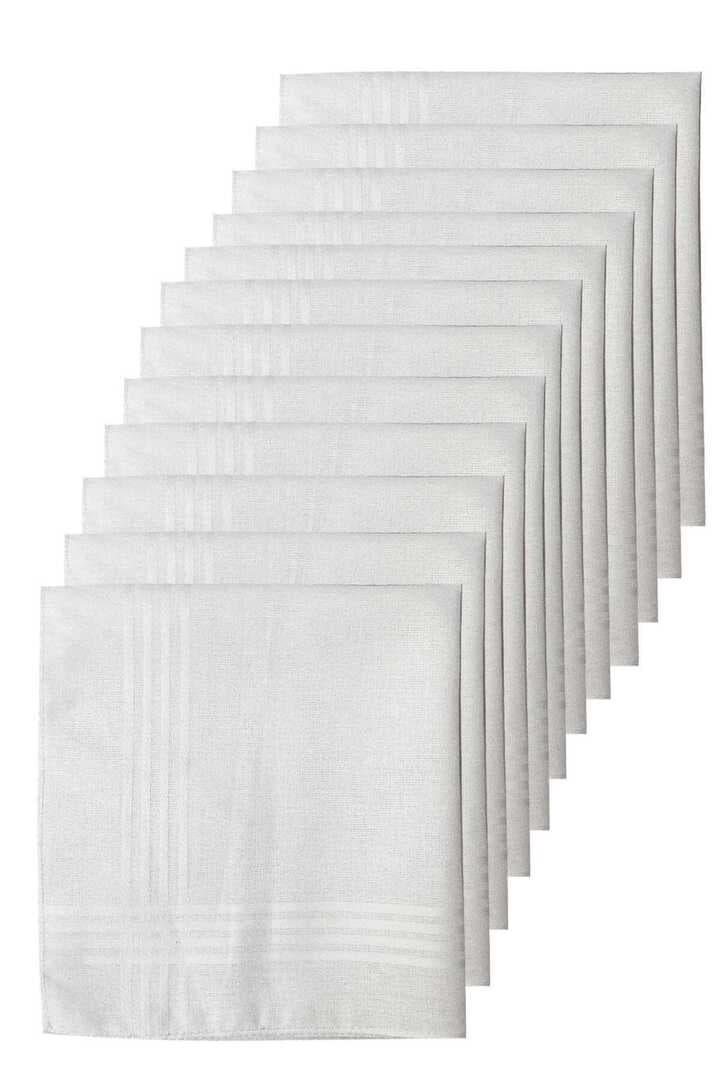 12li Paket Klasik Cep Hediyelik Bayram Mendili %100 Pamuklu 30x30 Cm