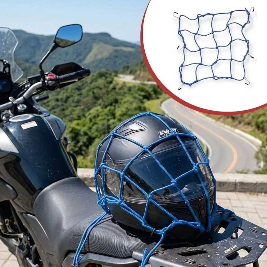 Kask  Esnek Motosiklet Kask ve Bagaj Filesi – Kask Sabitleyici Plastik Kancalı Taşıma Ağı 35x35 cm (5430)