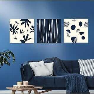 GAAGART 3'lü Kare Kavas Tablo Seti Papatya Yaprakları ve Şekiller 50 x 50 gartM2000