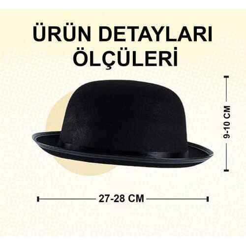 Charlie Chaplin Stil Çocuk Şapkası – Siyah Melon Parti Şapkası