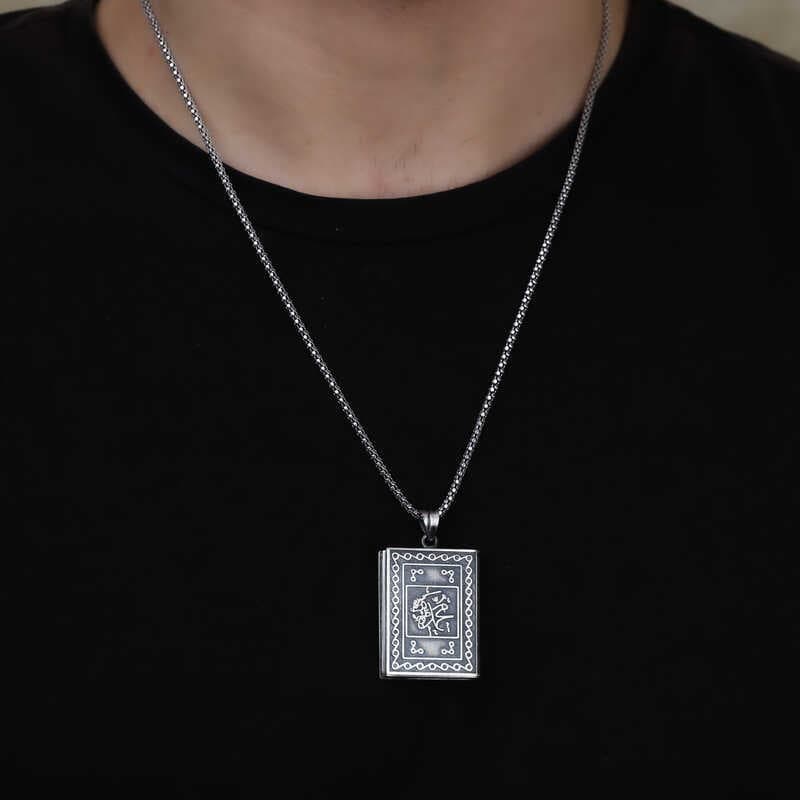 925 Ayar Gümüş Kare İçi Açılabilen Muskalık Gümüş Kolye (T6004) (477477)