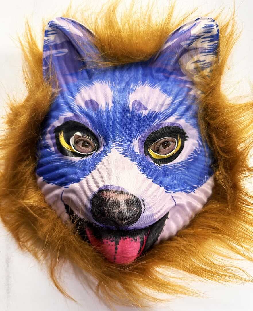 Kahverengi Saçlı Mavi Yüz Sevimli Köpek Maskesi 30 No (5430)