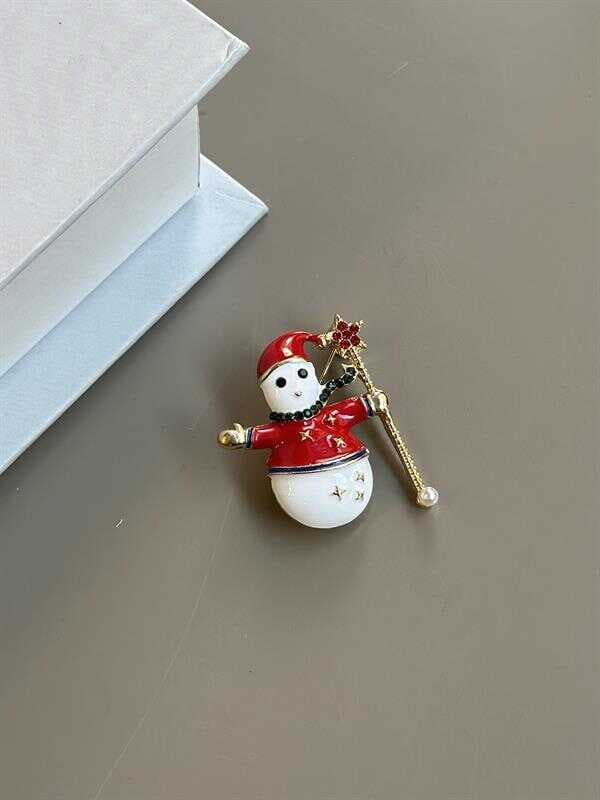 Kardan Adam Broş - Kırmızı