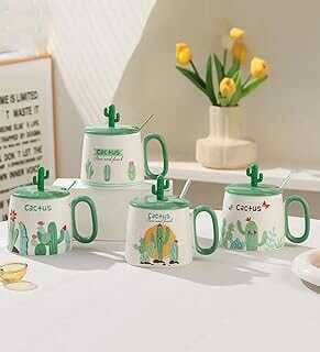 Kaktüs Temalı Seramik Kupa