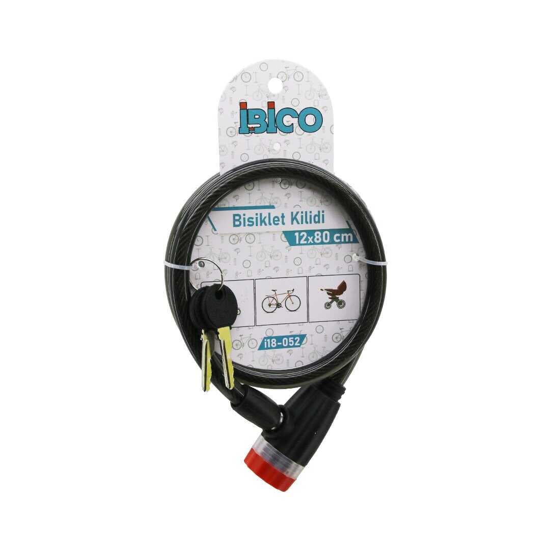 ANAHTARLI ÇEVİRMELİ KİLİT KAPAKLI PLASTİK KAFA BİSİKLET KİLİT ÇELİK TEL SİYAH ŞEFFAF KILIF 12MMX80CM (5430)