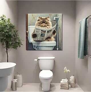 GAAGART Tekli Kare Kavas Bayo Tablosu Gazete Okuya İra Kedisi 50 x 50 gartM8425