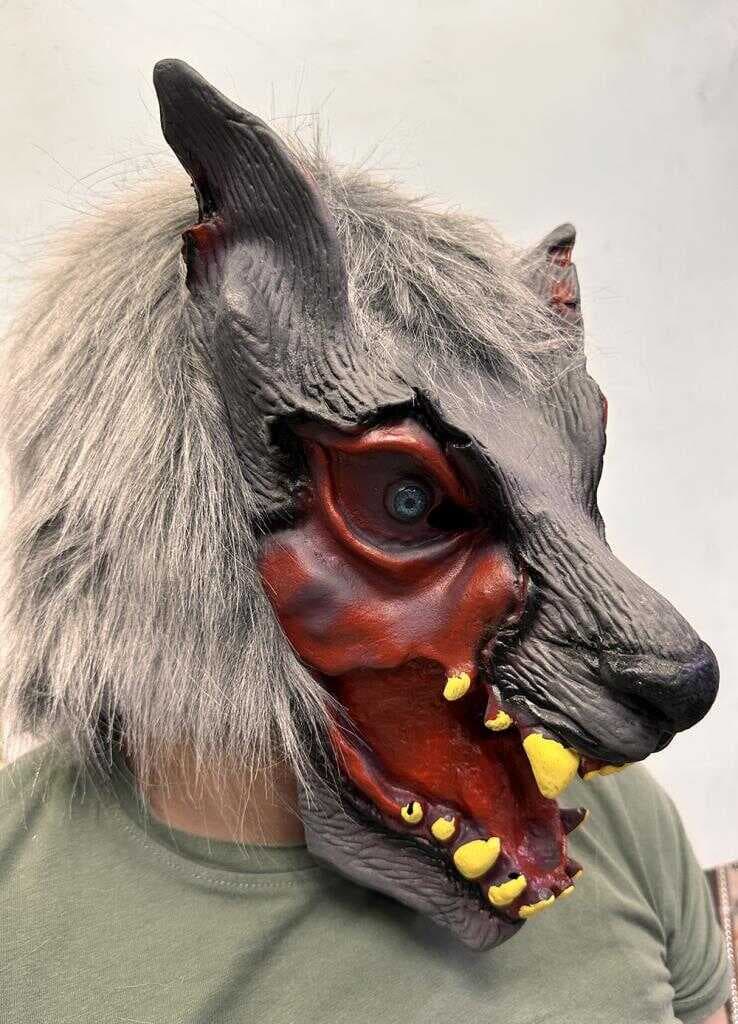 Nessiworld Kafaya Tam Geçmeli Lateks Dişli Ağzı Açık Kurt Maskesi