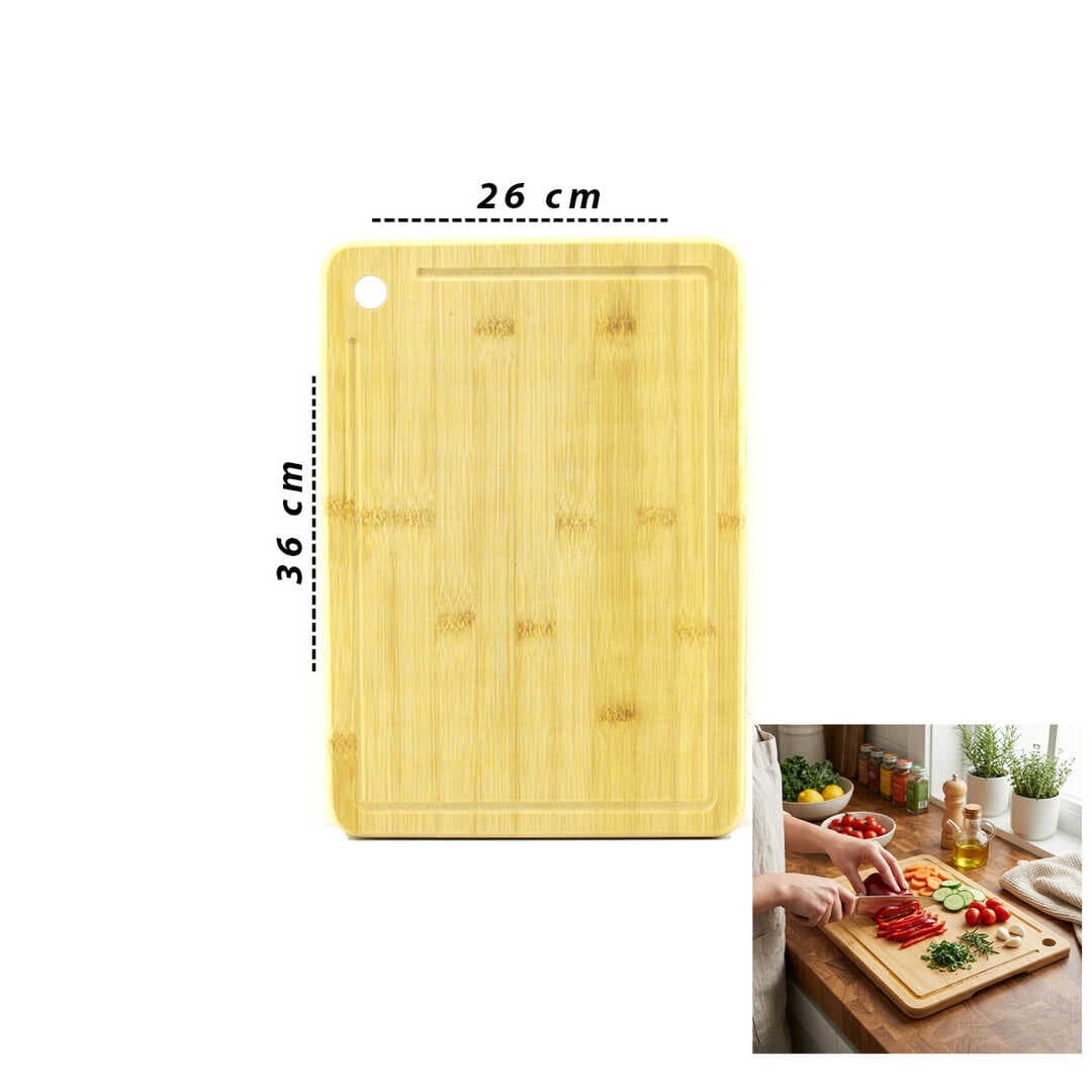 26X36X1.8CM AHŞAP BAMBU KESİM PANOSU - KESME TAHTASI (5430)
