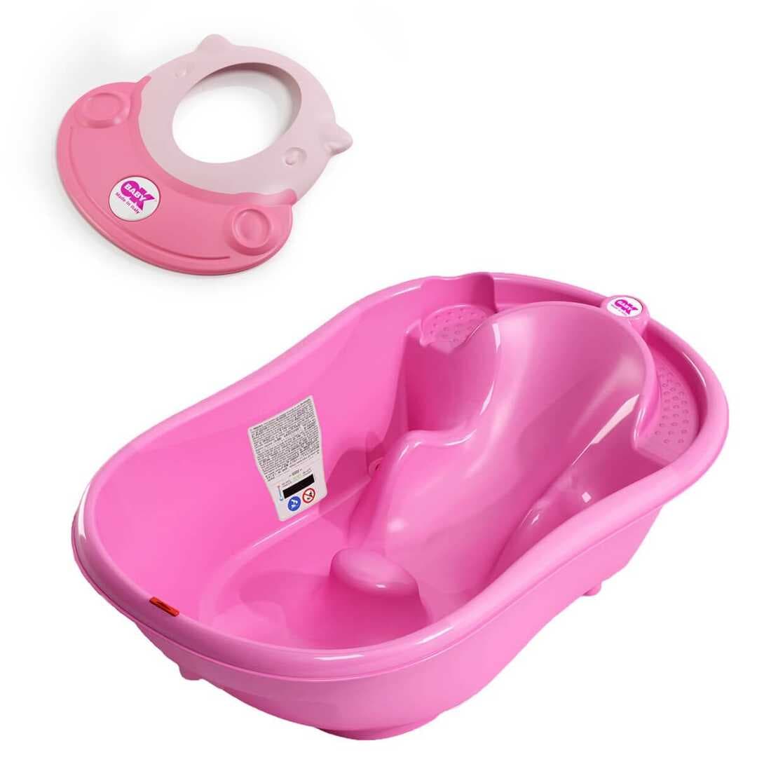 OkBaby Onda Banyo Küveti & Hippo Banyo Siperliği / Canlı Pembe