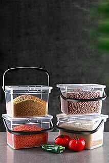 Vieev Vieev 4 Litre 4Lü Kare U Bakliyat Kabı Deterjalık Saklama Kutusu Kabı Beyaz