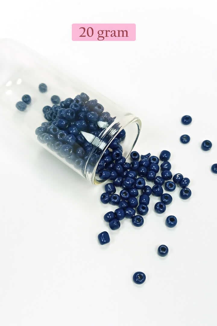 Dökme Cam Kum Boncuk Büyük Boy (6/0) 4 mm - 20 Gram - Koyu Mavi - BNC078