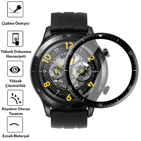 Realme Watch S Pro 3D PC+PMMA HD Ekran Koruyucu Full Kaplama-(5775)