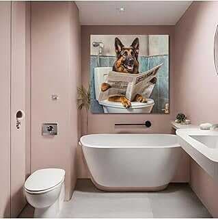 GAAGART Tekli Kare Kavas Bayo Tablosu Gazete Okuya Alma Kurt Köpeği 40 x 40 gartM8417