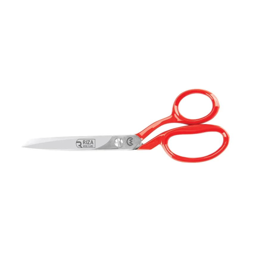 3257-9 Tekstil / Yatık Konfeksiyon Makası No: 9 İnç / 22,86 Cm - Nikel Kaplama, Kırmızı Saplı, Mikro Tırtıllı