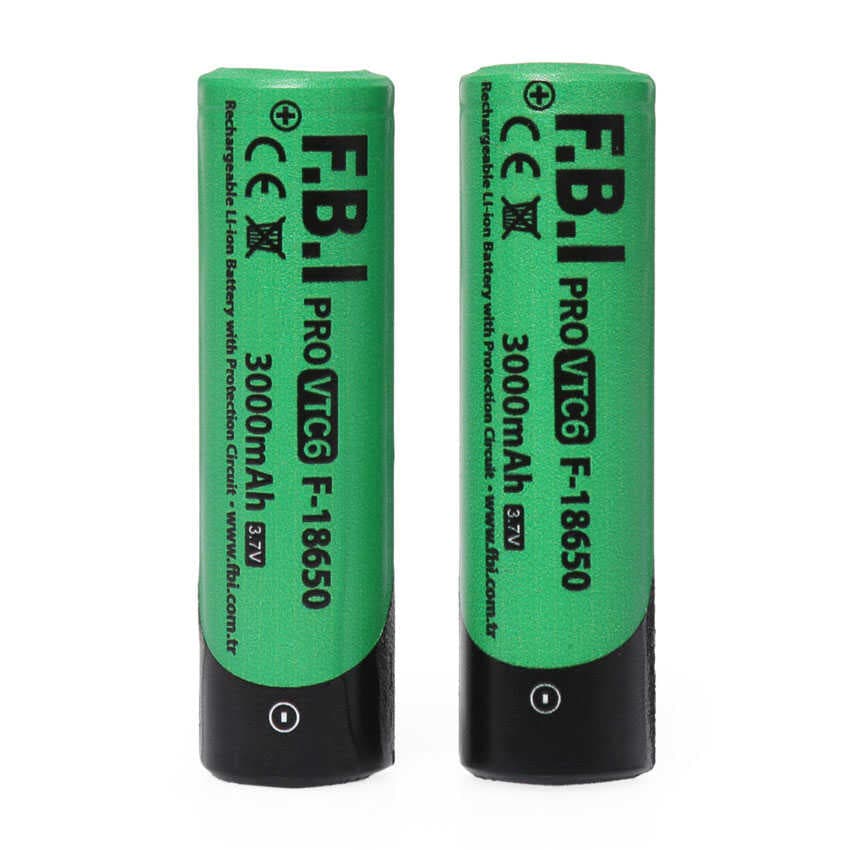 F.B.I VTC6 18650 3.7V 3000mAh 30A Li-ion Şarjlı Pil + Pil Taşıma Kutusu 2'li SET (477477)