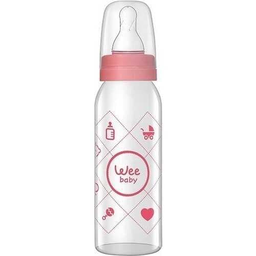 Wee Baby Silikon Uçlu Desenli Cam Biberon 250 cc