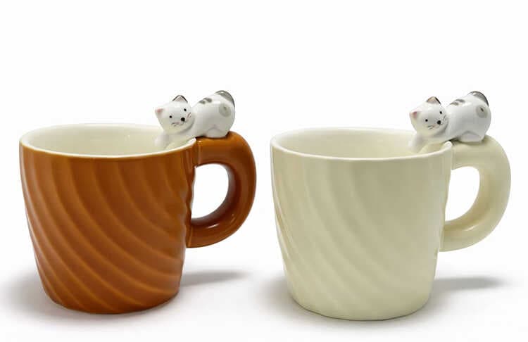 3D Kedi Figürlü Desenli Kupa Bardak