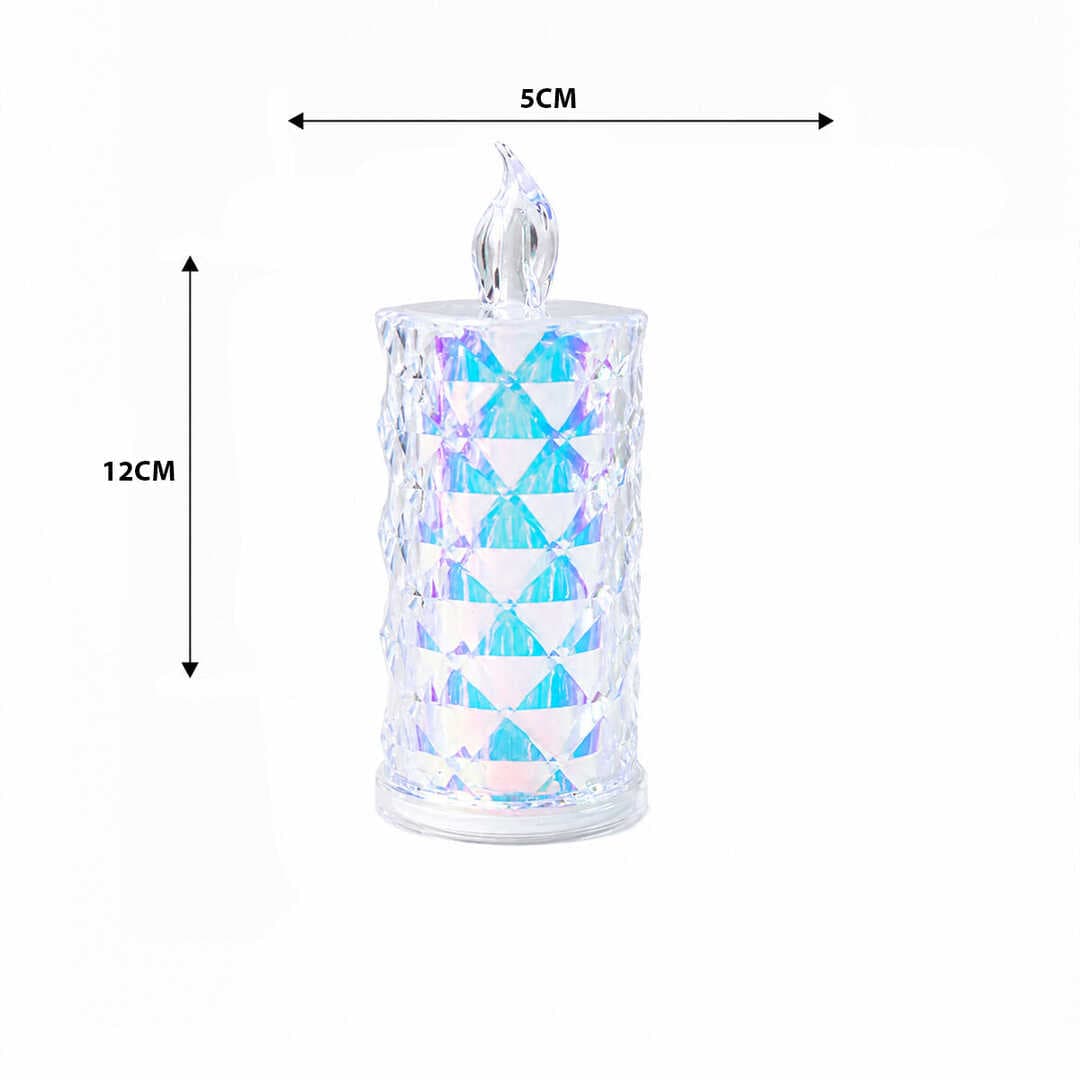 12 ADET LED CANDLE LAMP ORTA BOY= ÇAP:5CM - Y: 12CM PİLLİ LED MUM MİKA KRİSTAL PLASTİK YAKUT-13636 (5430)