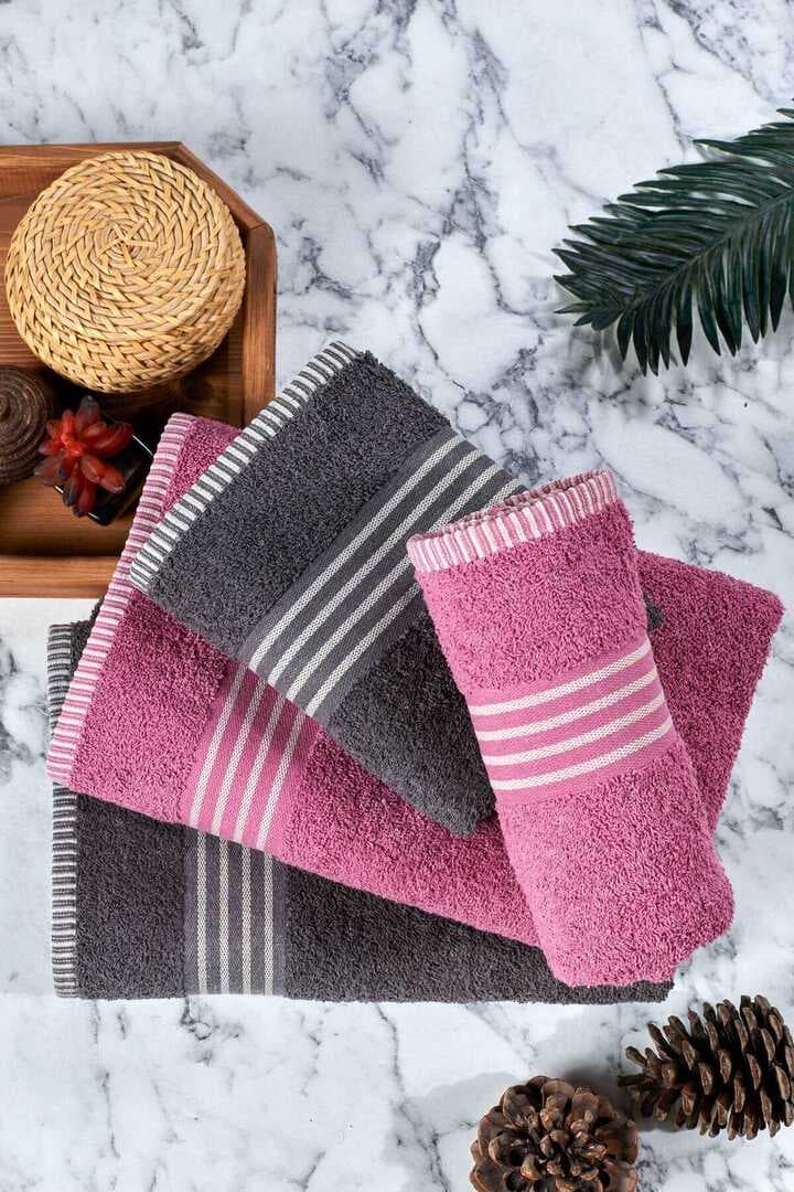4 lü Kadın Erkek Banyo Havlusu Takımı Oscar Mürdüm Antasit
