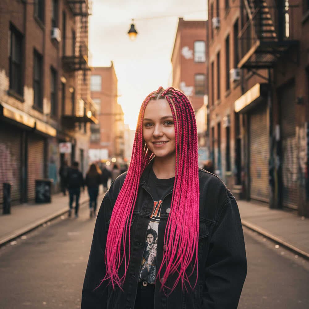 Afrika Örgüsü Ve Rasta İçin Sentetik Saç / Neon Pembe