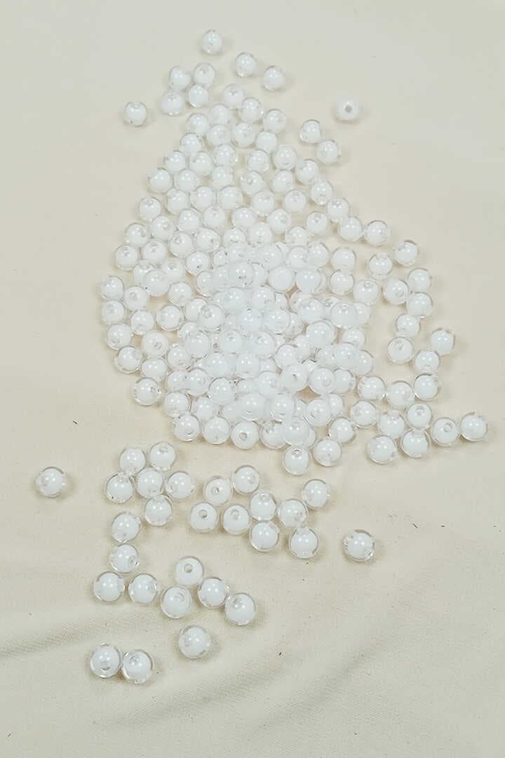 Yuvarlak Boncuk İçten Boncuklu Bileklik Çanta Boncuğu 8 mm 50 gr Beyaz - BNC470