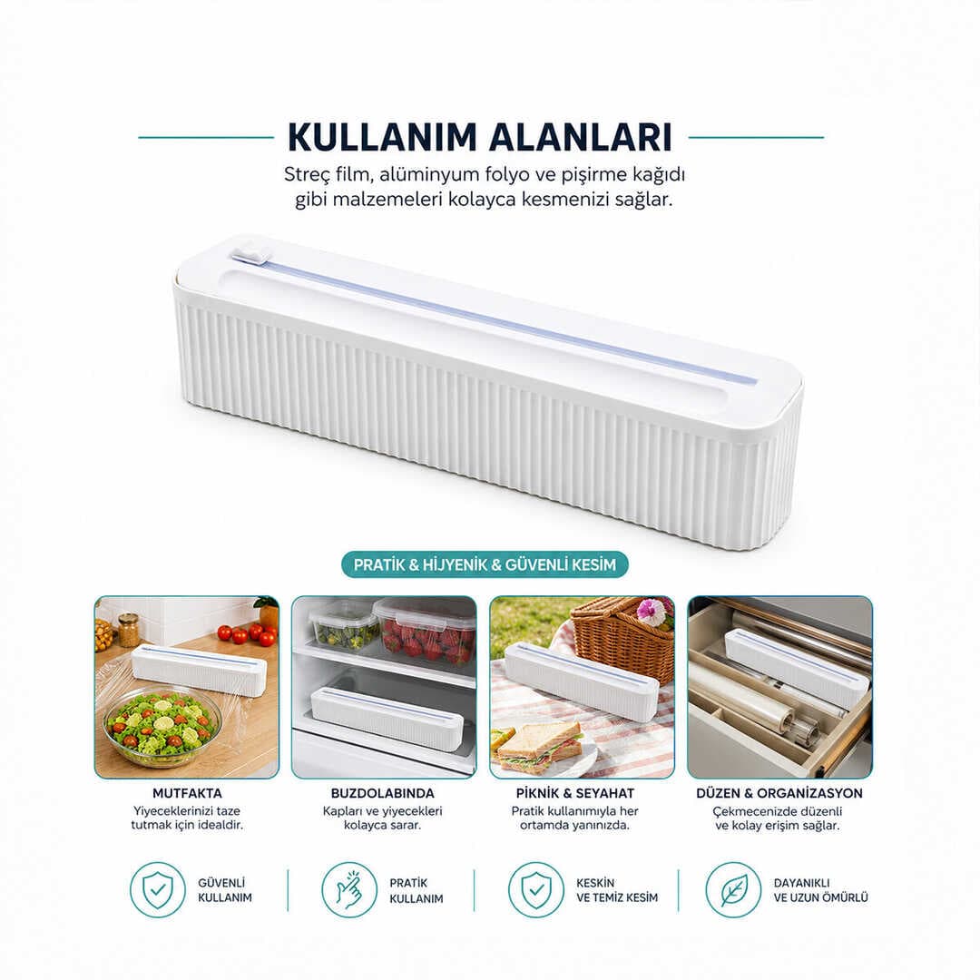 PLASTİK FOLYO - STREÇLİK FİLM KESİCİ 35CM PRATİK KESME APARATLI MANYETİK SABİTLEME (5430)