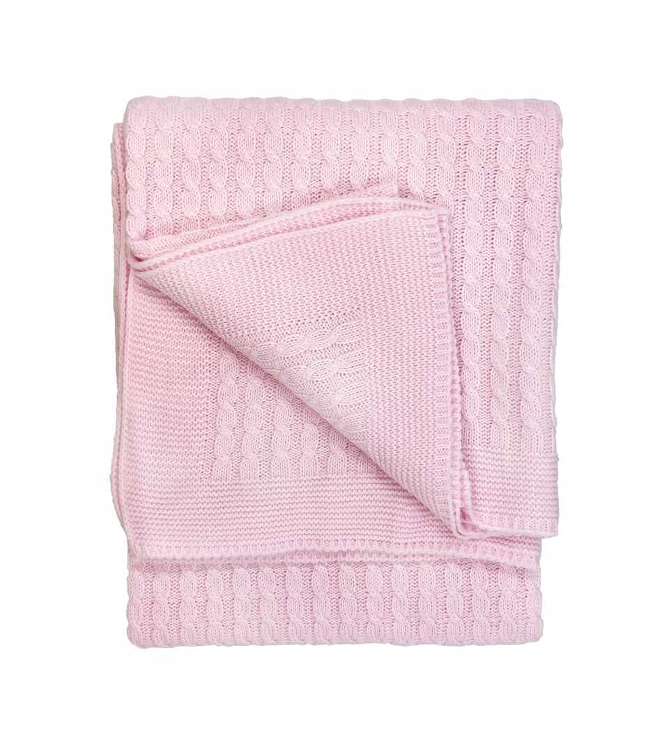 Sema Baby Saç Örgü Triko Bebek Battaniye - Pembe