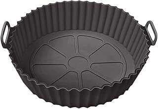 GücelÇarşı Yeide Kullaılabilir XL Airfryer Siliko Pişirme Kabı 23 Cm Bpa içermez Airfryer Pişirme Kağıdı, Yapışmaz Kolay Temizleir, Büyük Boy Siliko Pişirme Kalıbı (SİYAH)