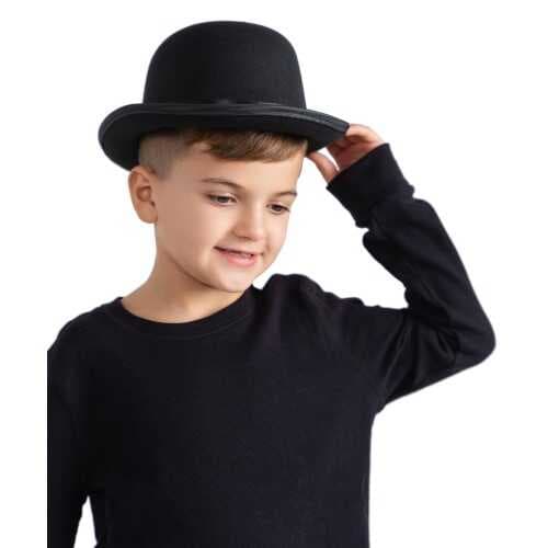 Charlie Chaplin Stil Çocuk Şapkası – Siyah Melon Parti Şapkası