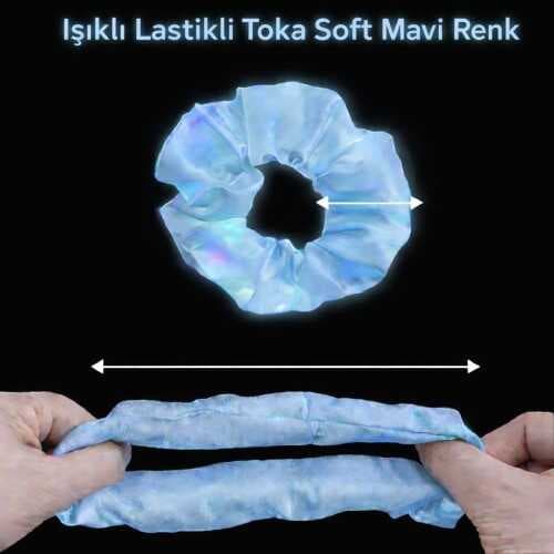 Soft Mavi Renk Led Işıklı Lastikli Saç Tokası - 3 Modlu Festival &amp; Parti Saç Tokası