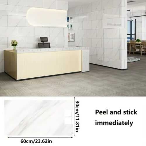 Beyaz Mermer Desenli Alüminyum Duvar Sticker