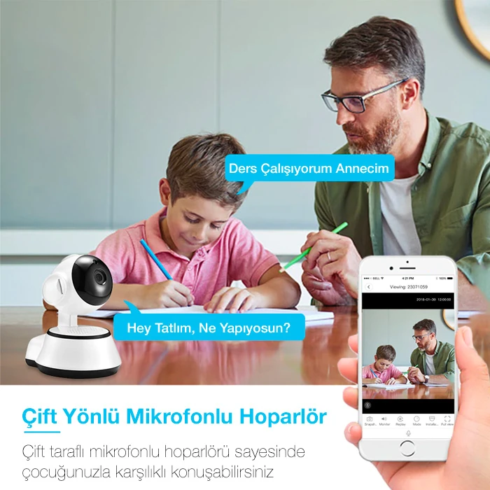 ALLY V380 1080P HD Gece Görüşlü Hareket Sensörlü WIFI Güvenlik Kamerası-(5775)