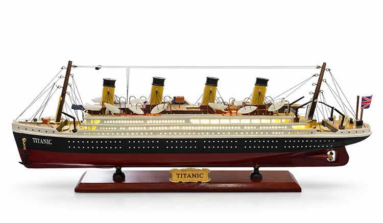 55x23 cm Özel Tasarım Işıklı Ahşap Titanik Gemi