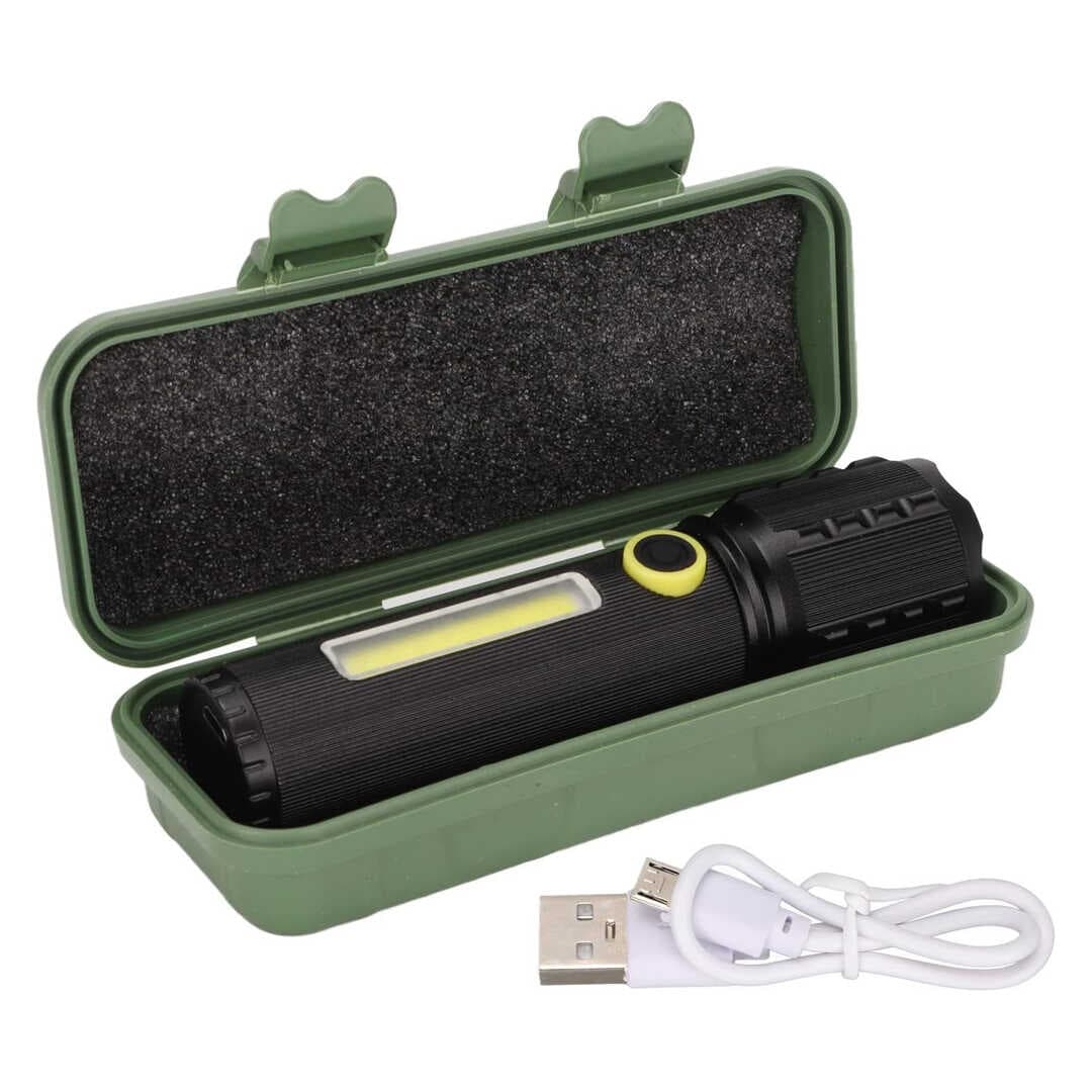 ZOOMLU FLASH ÖZELLİKLİ ŞARJLI METAL KASA EL FENERİ (4767)