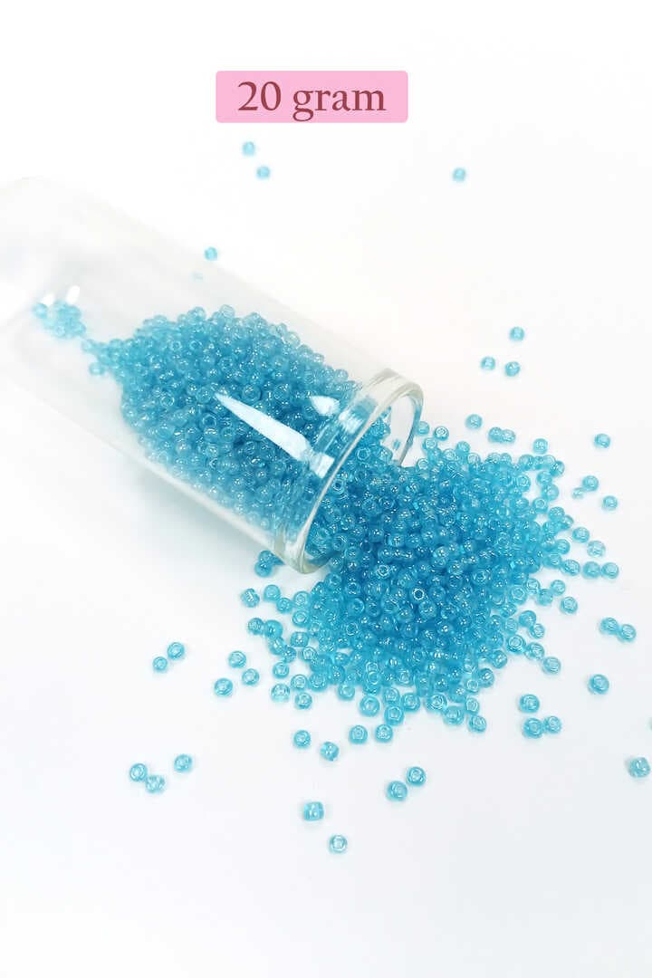 Dökme Cam Kum Boncuk (11/0) 2 mm - 20 Gram -  Şeffaf Camgöbeği - BNC023