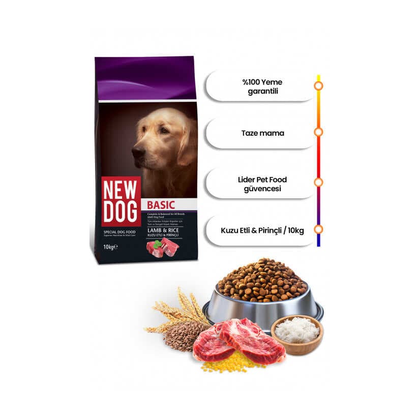 New Dog Kuzu Etli - Pirinçli Yetişkin Köpek Maması 10 KG