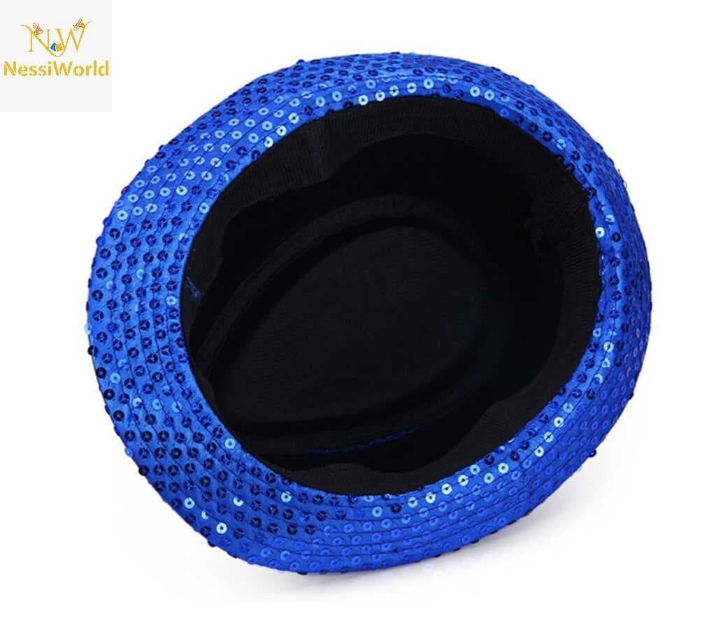 Disko Star Mavi Payetli Fötr Şapka Yetişkin Boy