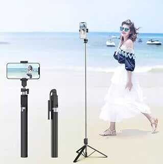Coverzoe Tripod Ve Selfie Çubuğu P170 Bluetooth Uzakta Kumadalı Cep Telefou Yüksekliği Ayarlaabilir Masaüstü Portatif Taşıabilir İç ve Dış Meka Evde Tatilde Kampda Kullaım Tripod