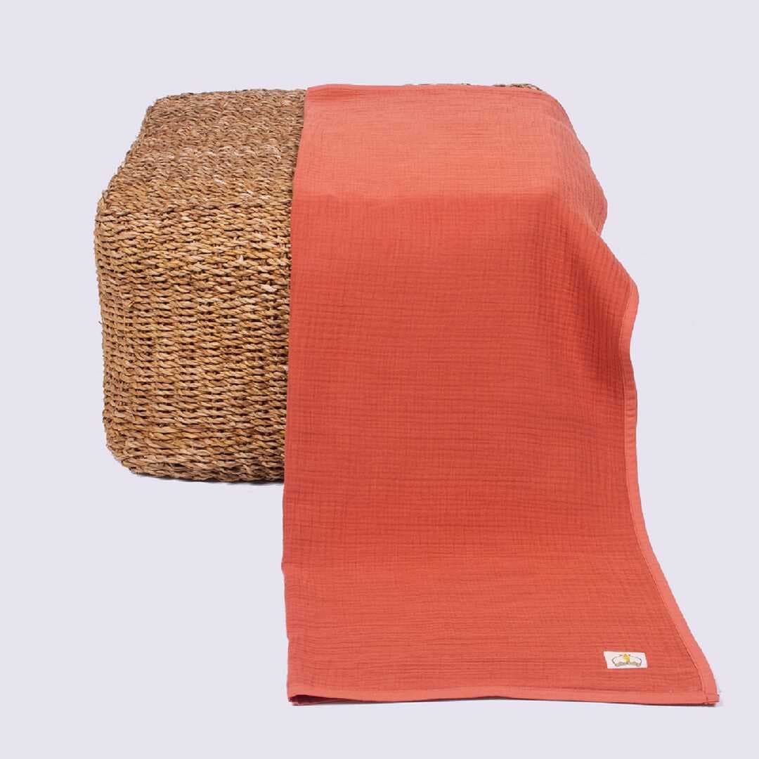 ARBABABY %100 ORGANİK PAMUK 4 KATLI MÜSLİN BEBEK BATTANİYESİ - KİREMİT RENGİ